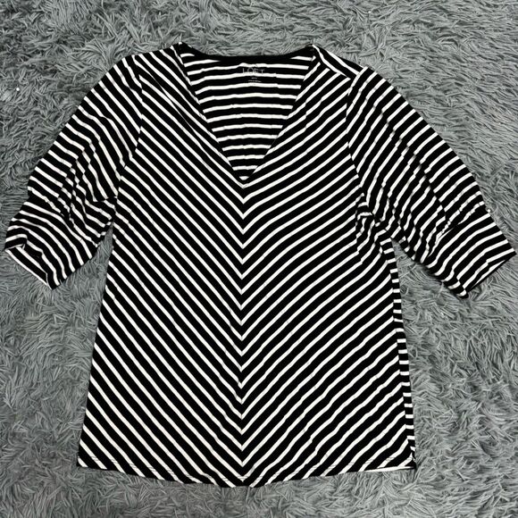Ann Taylor LOFT Striped V-Neck Shirt Size Small Petite - Picture 1 of 8